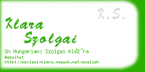 klara szolgai business card